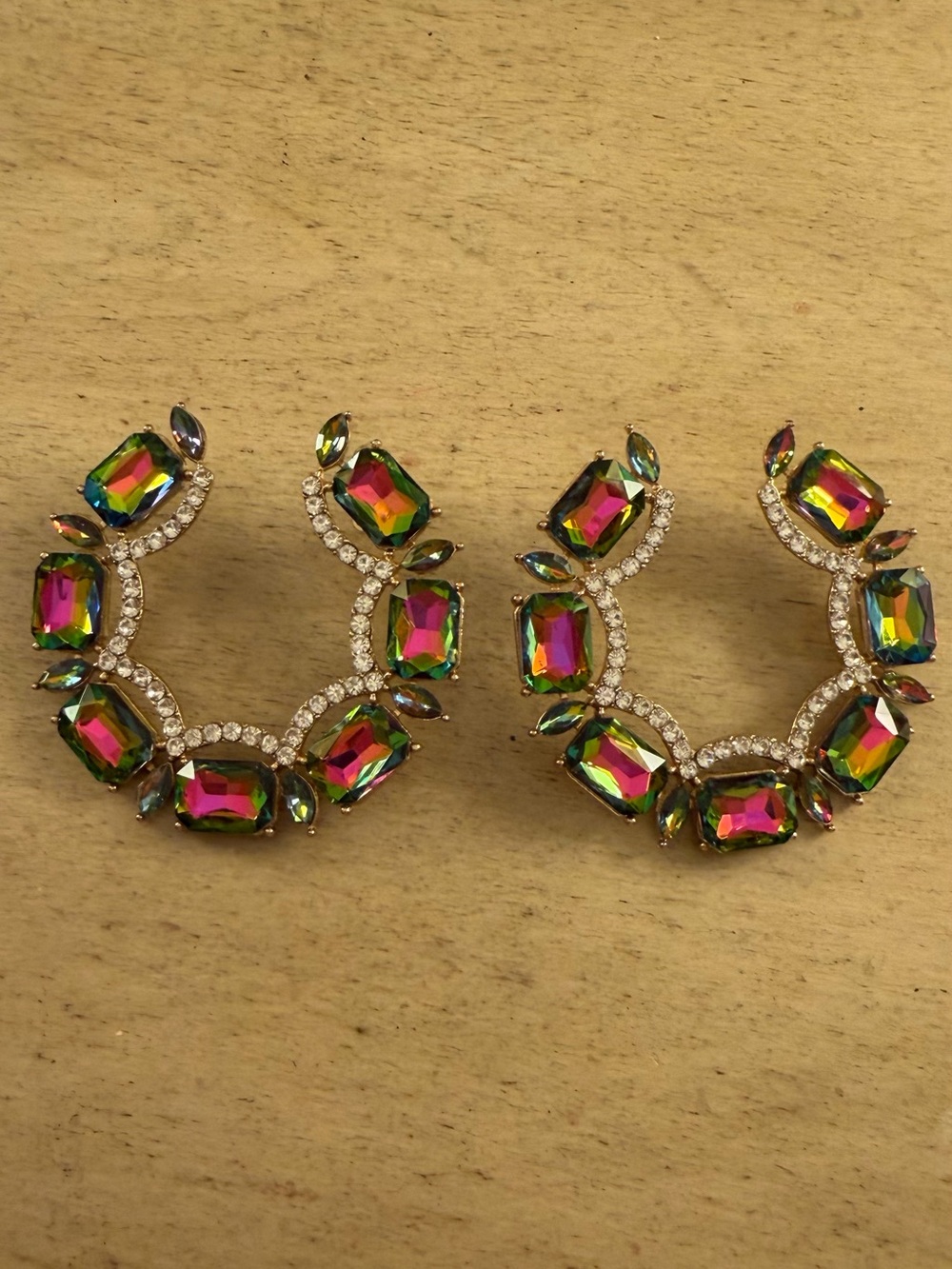 Fashion Jewelry Multicolor Crystal Hoop Earrings